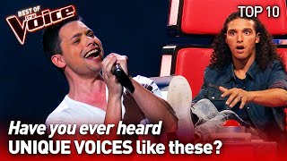 Incredibly UNIQUE VOICES on The Voice  TOP 10 [upl. by Icat]