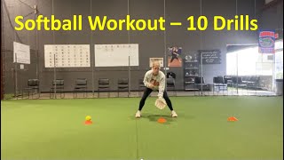 Softball Workout  10 Drills [upl. by Allbee]