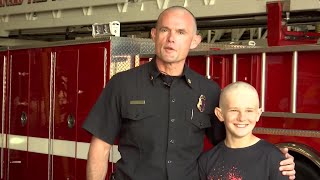 Oxnard Fire Department shave their heads for cancer research [upl. by Boyd]