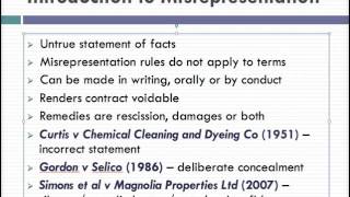 Misrepresentation Lecture 1 of 4 [upl. by Oaks]