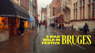 Christmas in Bruges Belgium Walking Tour  4K [upl. by Akinoj]